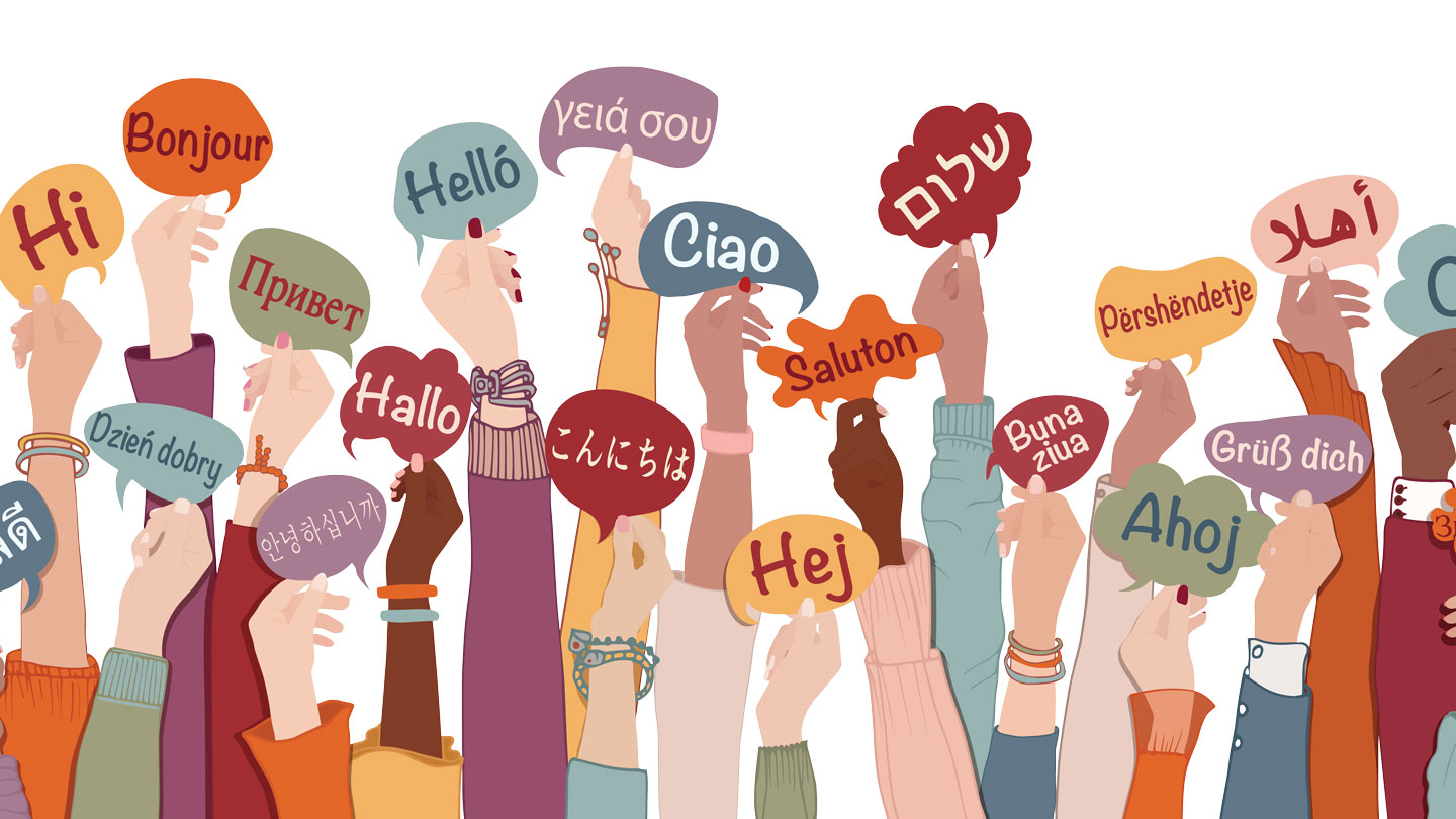 Multilingual greetings illustration